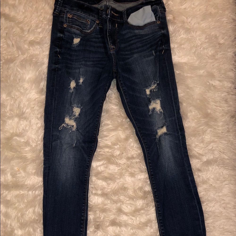 Express dark wash distressed jeans